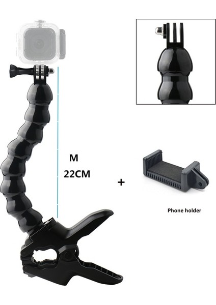 M Model B Esnek Gooseneck Monopod Gopro Sjcam Kameralar Için Kelepçe ile Iphone Xiaomi Huawei Samsung Telefonlar Için Selfie Çubuk Montaj Tutucu (Yurt Dışından)