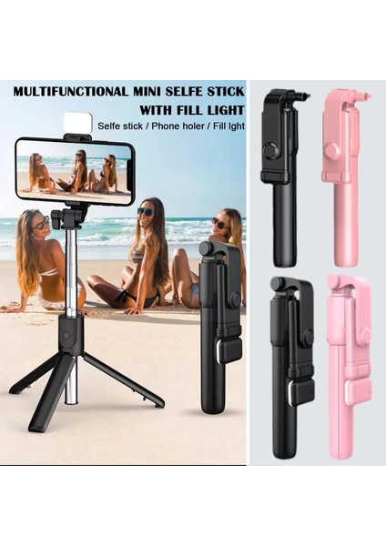 Siyah 6in1 Kablosuz Bluetooth Uyumlu Cep Telefonu Tutucu Selfie Selfie Sopa Uzaktan Genişletilebilir Kontrol Tripod M3Y0 ile Uyumlu (Yurt Dışından)