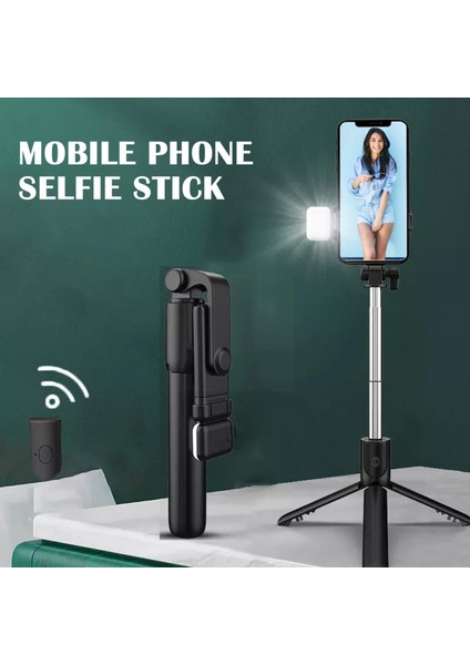 Siyah 6in1 Kablosuz Bluetooth Uyumlu Cep Telefonu Tutucu Selfie Selfie Sopa Uzaktan Genişletilebilir Kontrol Tripod M3Y0 ile Uyumlu (Yurt Dışından)