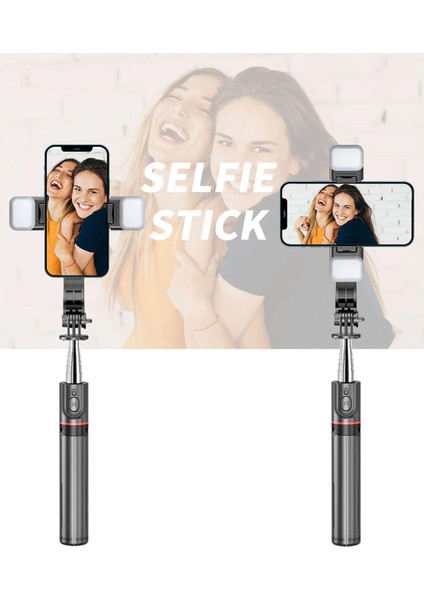 L13D L13/L13D Bluetooth Tripod Selfie Çubuğu, Ön ve Arka Doldurma Işığı Takviye Braketi Ayarlanmış Tripod Katlanabilir Selfie Çubuğu (Yurt Dışından) fiyatları