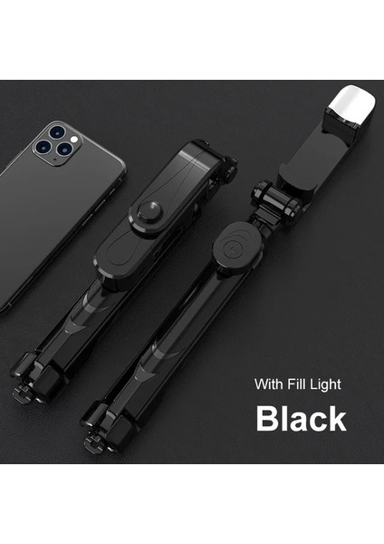 Siyah LED Taşınabilir Tripod Cep Telefonu Için Selfie Sopa Uzaktan Kumandalı Teleskopik Telefon Bluetooth Sopa Huawei iPhone Android Için (Yurt Dışından)