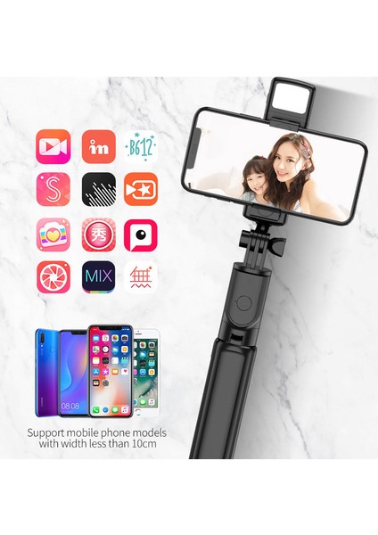 68CM Selfie Işığı Taşınabilir Bluetooth Selfie Çubuğu Telefon Tutucu Geri Çekilebilir Çok Fonksiyonlu 68CM Tripod Selfie Işığı ile Kablosuz Uzaktan Deklanşör (Yurt Dışından)