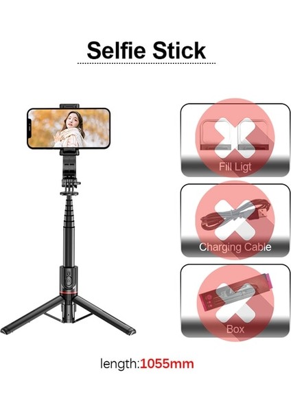 Işık Yok Kutu Yok Soğuk Dıer Yeni Alüminyum Kablosuz Selfie Çubuğu Bluetooth Uzaktan Deklanşör Monopod Telefon Tripodu Canlı Yayın Için Dolgu Işığı ile (Yurt Dışından)