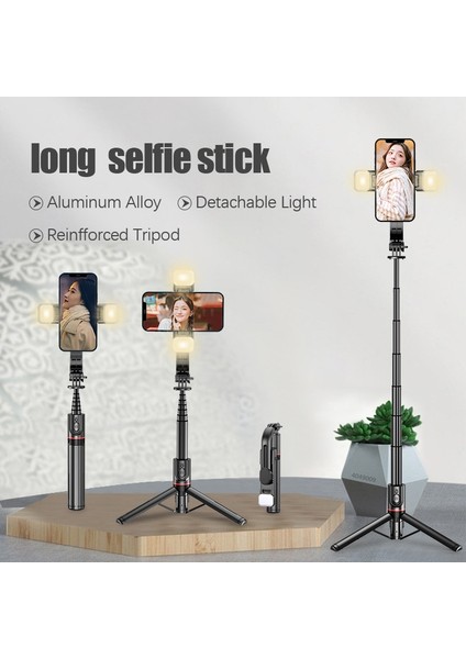 Işık Yok Kutu Yok Soğuk Dıer Yeni Alüminyum Kablosuz Selfie Çubuğu Bluetooth Uzaktan Deklanşör Monopod Telefon Tripodu Canlı Yayın Için Dolgu Işığı ile (Yurt Dışından) indirimleri