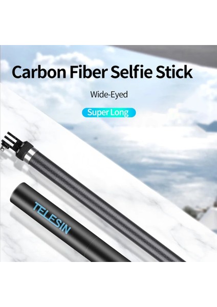 Telesın 2.7m 106 ''selfie Sopa Karbon Fiber Uzatılabilir El Monopod Gopro Hero 10 9 8 7 6 5 Max INSTA360 Osmo Eylem (Yurt Dışından) fiyatları