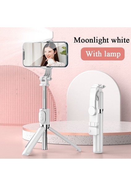 Beyaz Işıklı Kablosuz Bluetooth Selfie Çubuğu Tripod Dolgu Işığı Uzaktan Xiaomi Huawei Ios Android Akıllı Telefon Monopod Deklanşör (Yurt Dışından)