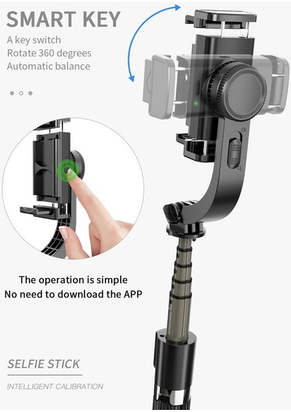 L08 Black3 Bluetooth Uyumlu Selfie Çubuğu Tripod Anti-Sarsıntı El Gimbal Sabitleyici Iphone Samsung Xiaomi Akıllı Telefon (Yurt Dışından) indirimleri