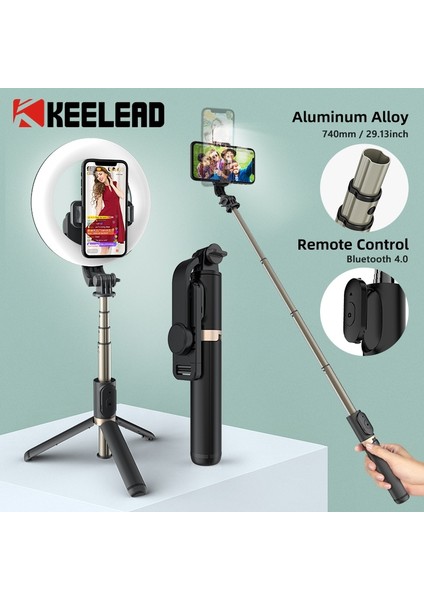 Seçenek 7 Selfie Çubuğu Monopod Tripod, Kablosuz Bluetooth Uzaktan Halka Dolgu Işığı ile Mobil Huawei Xiaomi IPhone Cep Telefonu Akıllı Telefon (Yurt Dışından)
