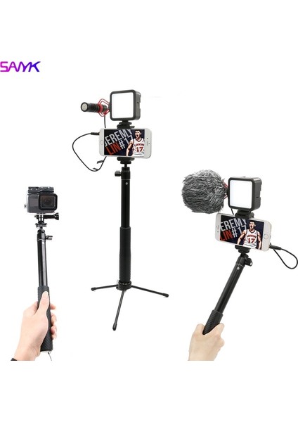 Seçenek 3 Sanyk Çok Fonksiyonlu Taşınabilir Selfie Çubuğu Tripod Aksiyon Kamerası Gopro Aksesuarları Vlog Kiti (Yurt Dışından)