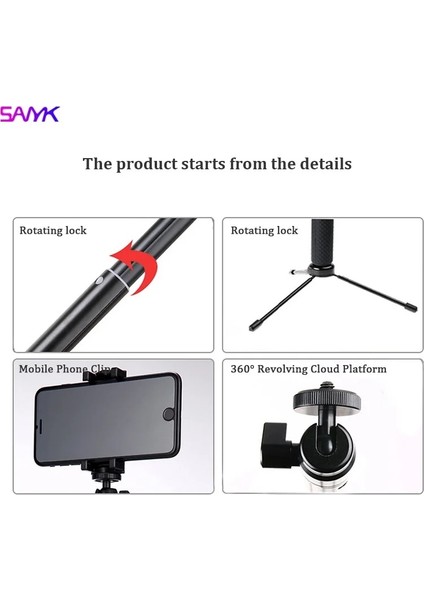 Seçenek 3 Sanyk Çok Fonksiyonlu Taşınabilir Selfie Çubuğu Tripod Aksiyon Kamerası Gopro Aksesuarları Vlog Kiti (Yurt Dışından)