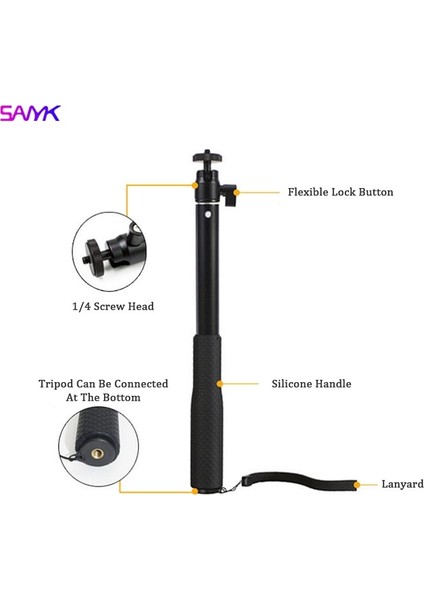 Seçenek 3 Sanyk Çok Fonksiyonlu Taşınabilir Selfie Çubuğu Tripod Aksiyon Kamerası Gopro Aksesuarları Vlog Kiti (Yurt Dışından)
