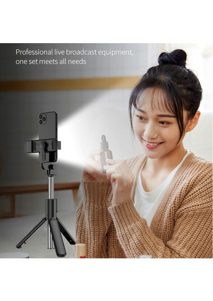 Sadece Selfie Çubuğu Taşınabilir Bluetooth Selfie Çubuğu Geri Çekilebilir Çok Fonksiyonlu 103 cm Telefon Tutucu Selfie Işığı ile Tripod Kablosuz Uzaktan Deklanşör (Yurt Dışından)