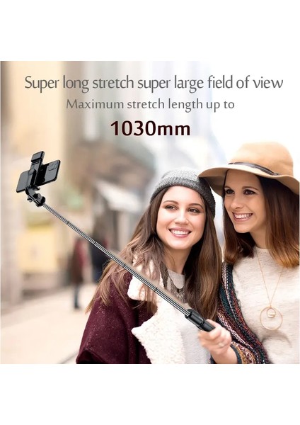 Sadece Selfie Çubuğu Taşınabilir Bluetooth Selfie Çubuğu Geri Çekilebilir Çok Fonksiyonlu 103 cm Telefon Tutucu Selfie Işığı ile Tripod Kablosuz Uzaktan Deklanşör (Yurt Dışından)