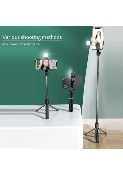 Sadece Selfie Çubuğu Taşınabilir Bluetooth Selfie Çubuğu Geri Çekilebilir Çok Fonksiyonlu 103 cm Telefon Tutucu Selfie Işığı ile Tripod Kablosuz Uzaktan Deklanşör (Yurt Dışından)