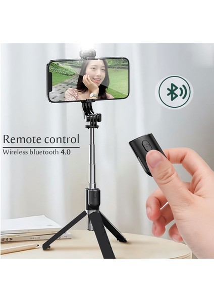 Sadece Selfie Çubuğu Taşınabilir Bluetooth Selfie Çubuğu Geri Çekilebilir Çok Fonksiyonlu 103 cm Telefon Tutucu Selfie Işığı ile Tripod Kablosuz Uzaktan Deklanşör (Yurt Dışından)