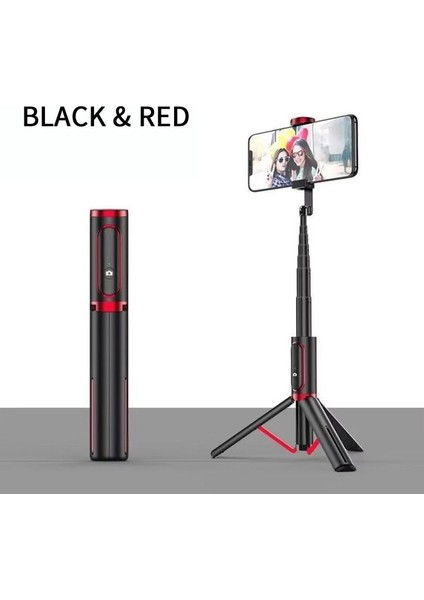 Siyah Kırmızı Pınzheng 3 In 1 Mıni Bluetooth Özçekim Çubuğu iPhone Xiaomi Özçekim Çubuğu Tripod Monopod Evrensel Uzatılabilir Katlanabilir Tripod (Yurt Dışından)