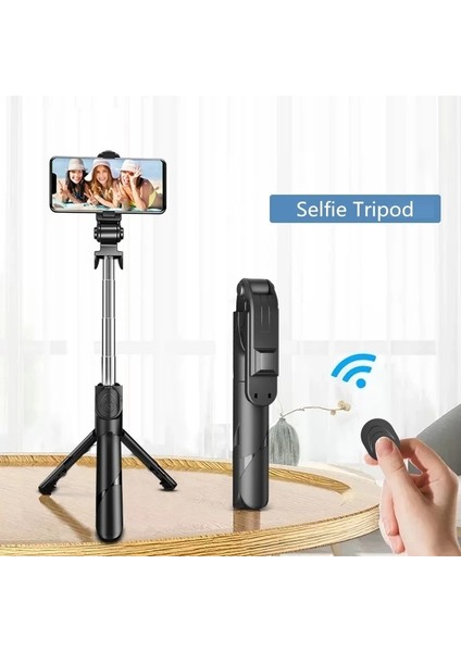 Siyah Işık Yok 100 cm Tripod Selfie Çubuğu LED Işık ile iPhone Android Cep Telefonu Tutucu Stand Kutup Çubuk Akıllı Telefon Bluetooth Uzatılabilir Monopod (Yurt Dışından)