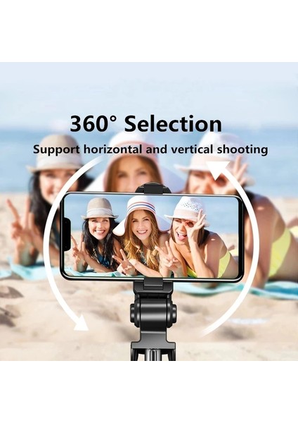 Siyah Işık Yok 100 cm Tripod Selfie Çubuğu LED Işık ile iPhone Android Cep Telefonu Tutucu Stand Kutup Çubuk Akıllı Telefon Bluetooth Uzatılabilir Monopod (Yurt Dışından)