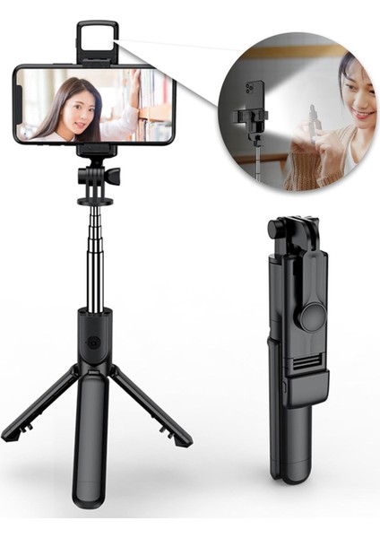 Işık Yok Bluetooth Uyumlu Selfie Çubuğu Cep Telefonu Tutucu Işık Kolu ile Geri Çekilebilir Taşınabilir Çok Fonksiyonlu Tripod Telefon Için (Yurt Dışından) modelleri