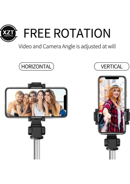 Siyah Evrensel Telefonlar Kablosuz Bluetooth ile Uyumlu Selfie Çubuğu Tripod Uzaktan Deklanşörlü Katlanabilir Tripodlar Monopodlar (Yurt Dışından)