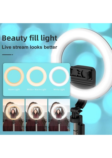 1.6m Tripod 20CM L06 4 In 1 Kablosuz Bluetooth Selfie Sopa El Uzaktan Deklanşör 1.6m Tripod 8 Inç LED Halkalı Fotoğraf Işığı Android Ios Için (Yurt Dışından)