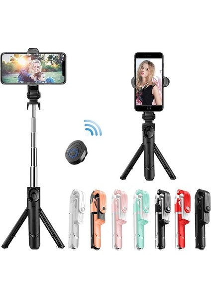 Kırmızı Selfie Çubuğu Tripod Bluetooth Mini Çubuk Mobil Spor Seyahat Için Uzatılabilir Uzaktan Kumanda Selfie Akıllı Telefon Fotoğraf Çekme Canlı (Yurt Dışından)