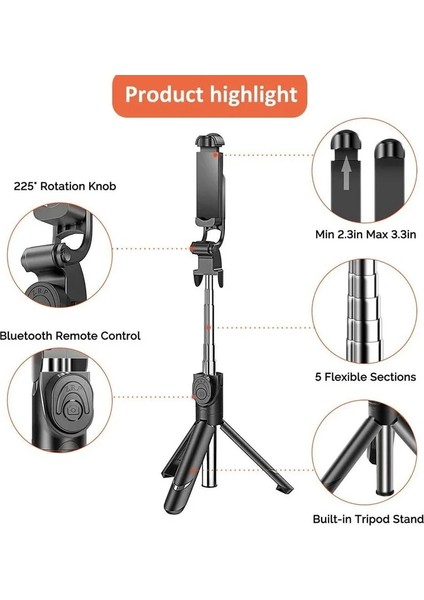 Kırmızı Selfie Çubuğu Tripod Bluetooth Mini Çubuk Mobil Spor Seyahat Için Uzatılabilir Uzaktan Kumanda Selfie Akıllı Telefon Fotoğraf Çekme Canlı (Yurt Dışından)