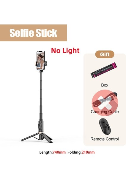 Kutu ile Işık Yok Fangtuosı Yenı Taşınabilir Kablosuz Bluetooth Telefon Selfie Çubuk Tripod Dolgu Işığı ile Huawei iPhone 14 Android Ios Selfie (Yurt Dışından)