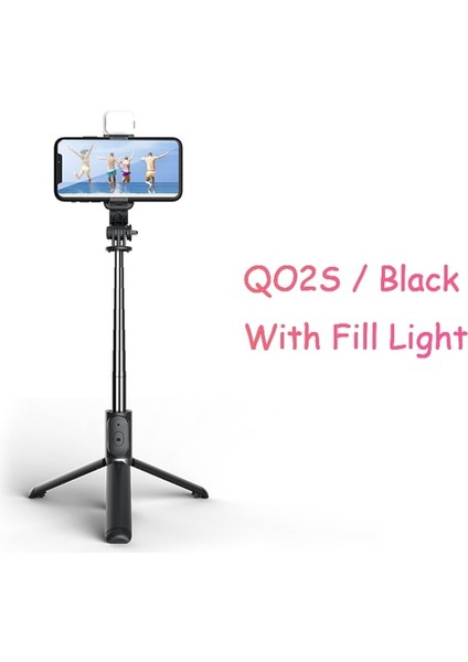 Q02S Siyah Kablosuz Bluetooth Teleskopik Mini Selfie Çubuğu Katlanabilir Tripod Ios Android Için Deklanşör Uzaktan Kumanda ile 360 ° Dönen Tutucu (Yurt Dışından)