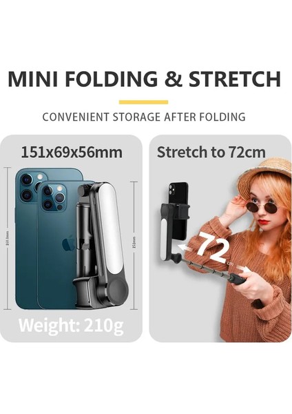 Seçenek 2 Keelead L09 Gimbal Sabitleyici Selfie Çubuğu Tripod Dolgu Işığı ile Bluetooth Uzaktan Cep Telefonu Için Xiaomi Huaweı Ios Akıllı Telefon (Yurt Dışından) indirimleri