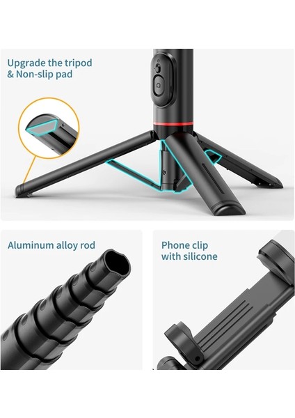 Işık Yok Mikrofon Yok Fgclsy 2023 Yeni Alüminyum Gizli Kablosuz Selfie Çubuğu Bluetooth Deklanşör Monopod Telefon Tripod Canlı Yayın Için Dolgu Işığı ile (Yurt Dışından)