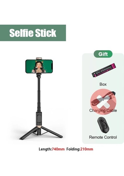 Kutulu Işık Yok Cool Dıer 2022 Yenı Taşınabilir Kablosuz Bluetooth Selfie Çubuğu Tripod, Huawei iPhone Için Dolgu Işığı ile Alüminyum Alaşımlı Selfie Stck (Yurt Dışından)