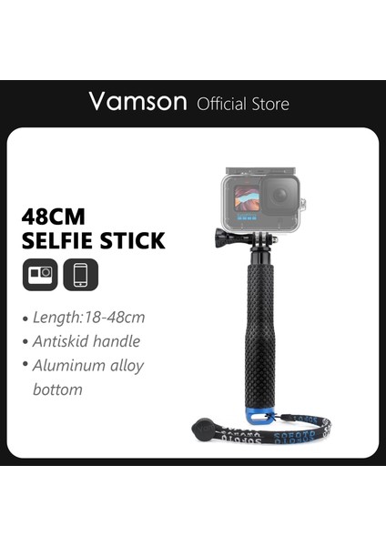 VP403B Vamson Gopro 11 10 9 8 7 6 Alüminyum Uzatılabilir Kutup Selfie Sopa Monopod Tripod Bağlama Aparatı Gopro Hero 11 Için INSTA360 Yi Için (Yurt Dışından)