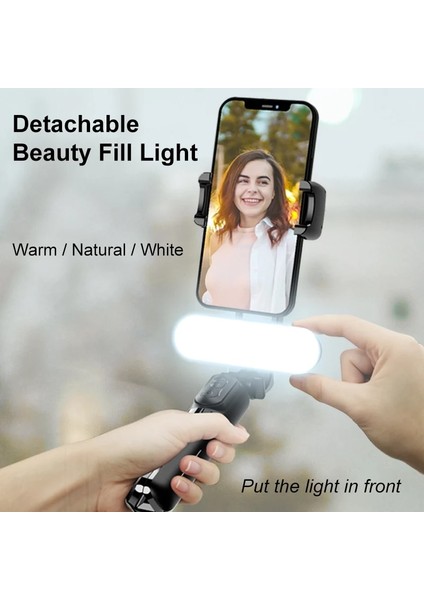 Seçenek 1 Gimbal Sabitleyici Selfie Çubuğu Tripod Huaweı Xiaomi IPhone 13 Cep Telefonu Akıllı Telefon Için Dolgu Işığı ile Kablosuz Bluetooth (Yurt Dışından) fırsatları