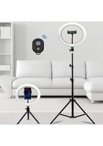 Masaüstü Standı 10 Inç Halka Işık Takım Elbise Güzellik Canlı Işık Makyaj Işığı Otoportre Fotoğrafçılığı Üç Renkli Işık (Yurt Dışından) fiyatları