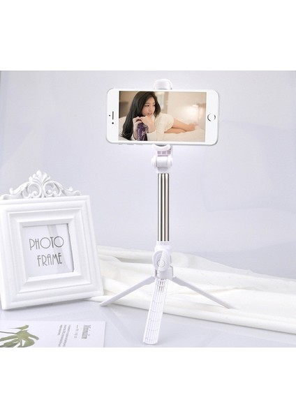 Beyaz Işık Yok Tripod LED Işık Selfie Sopa ile Telefon Tutucu Standı Mobil Cep Akıllı Telefon Bluetooth Monopod Teleskopik Katlanabilir Monope (Yurt Dışından)