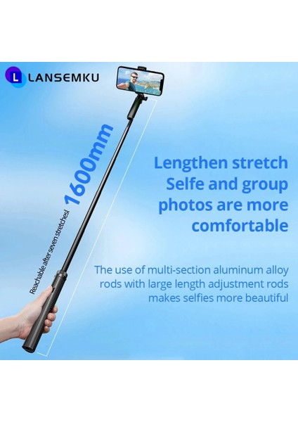 Siyah Ölçeklenebilir Mobil Tripod Otomatik Dengeli Gimbal Sabitleyici Akıllı Telefon Selfie Sopa Iphone/xiaomi Için Kablosuz Bluetooth Kontrolü (Yurt Dışından)