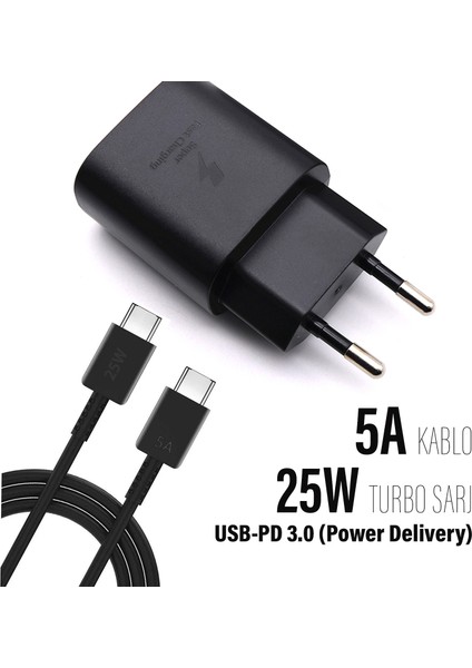 Samsung Note 10 Plus Uyumlu Type-C Şarj Aleti 25W Hızlı Şarj Pd 3.0