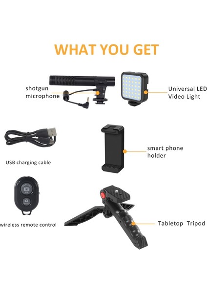Paket 2 Yeni Profesyonel Vlog Video Çekim Kitleri, Mini Tripodlu Slr Kamera Akıllı Telefon Kaydı Için Bluetooth Selfie Kontrolü (Yurt Dışından) modelleri