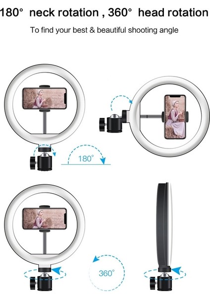 Masaüstü Standı 10 Inç Halka Işık Takım Elbise Güzellik Canlı Işık Makyaj Işığı Otoportre Fotoğrafçılığı Üç Renkli Işık (Yurt Dışından) modelleri