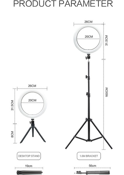 Masaüstü Standı 10 Inç Halka Işık Takım Elbise Güzellik Canlı Işık Makyaj Işığı Otoportre Fotoğrafçılığı Üç Renkli Işık (Yurt Dışından) fırsatları
