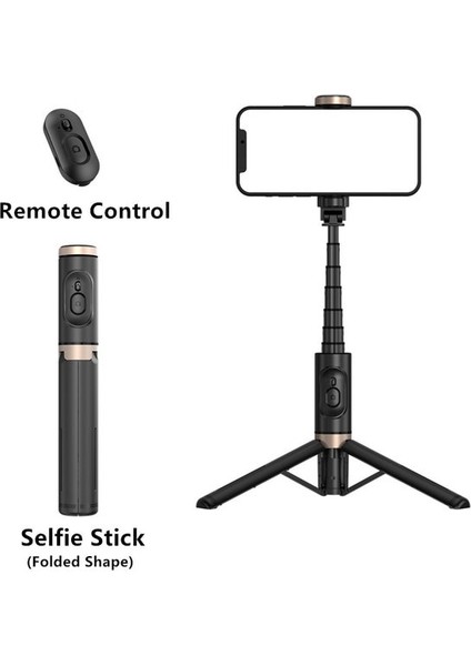 Siyah Bluetooth Kablosuz El Selfie Sopa Tripod Uzatılabilir Monopod Uzaktan Kumanda ile Huawei iPhone 14 13 Pro Max Xiaomi Telefon Canlı (Yurt Dışından)