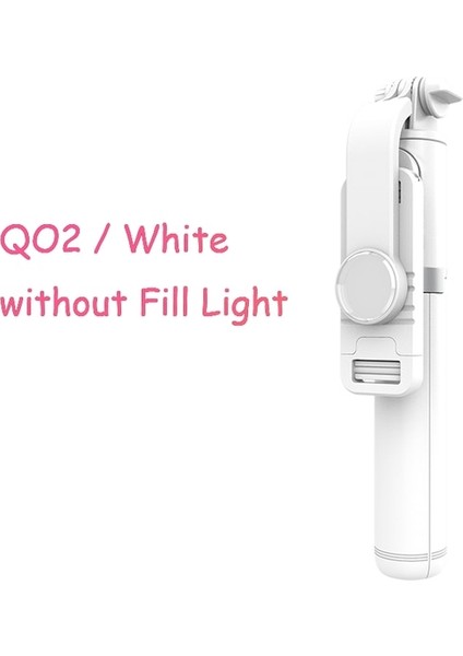 Q02 Beyaz Q02S Uzaktan Kumanda Kablosuz Bluetooth Selfie Çubuğu Entegre Tripod Selfie Çubuğu Canlı Dolgu Işığı Cep Telefonu Selfie Çubuğu (Yurt Dışından)