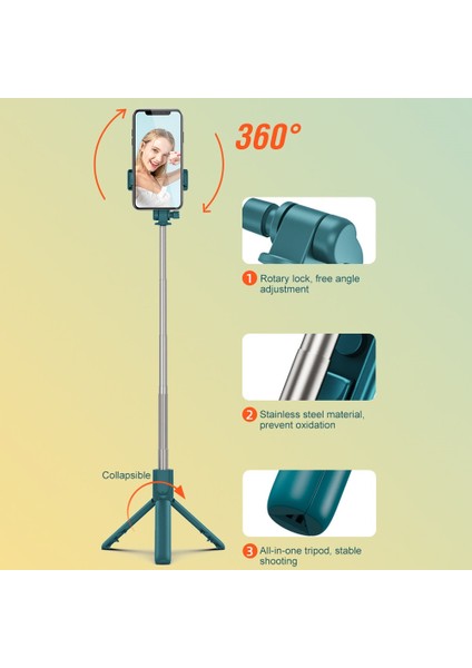 Siyah Dolgu Işığı Yok Yenı Bluetooth Kablosuz Selfie Çubuğu Mini Tripod Uzatılabilir Monopod Dolgu Işığı ile Ios Android Telefon Standı Tutucu Için Uzaktan (Yurt Dışından)