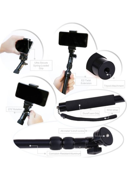 Gopro Kahraman Xiaoyi Sjcam Aksiyon Kameraları Için Alüminyum Alaşımlı Monopod Iphone Xiaomi Android Telefonlar Için Uzatılabilir Selfie Sopa (Yurt Dışından) fırsatları