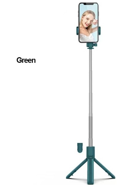 R1 Yeşil Işık Yok Selfie Çubuğu Tripod Kablosuz Bluetooth Uzaktan Kumanda Teleskopik Katlanabilir Dolgu Işığıyla Uzatılabilir 360° Döndürülebilir Telefon Tutucu (Yurt Dışından)