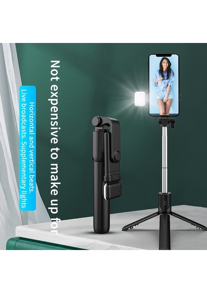 Led'li R1S R1S Selfie Çubuğu Uzatılabilir Telefon Mini Tripod Bluetooth Shutter Dolgu Işığı ile Uzaktan Monopod Ayarlanabilir Katlanabilir El Tipi (Yurt Dışından)