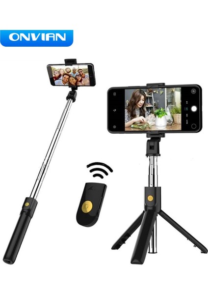 Siyah Onvian 3 In 1 Mini Kablosuz Bluetooth Selfie Sopa Deklanşör Uzaktan Tripod Telefon Monopod iPhone Huawei Samsung Oneplu (Yurt Dışından) indirimleri
