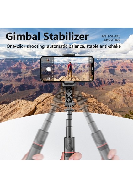 L19 Selfie Çubuğu L19 Gimbal Sabitleyici Alüminyum Çubuk ile Otomatik Denge Teleskopik Selfie Çubuğu Video Sabit Çekim Tripod Telefon Akıllı Telefon Için (Yurt Dışından)
