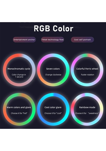 Siyah Taşınabilir Bluetooth Kablosuz Selfie Sopa Rgb Halka Dolgu Işığı Tripod Iphone Xiaomi Makyaj Video Canlı Seyahat Tripod (Yurt Dışından) fırsatları